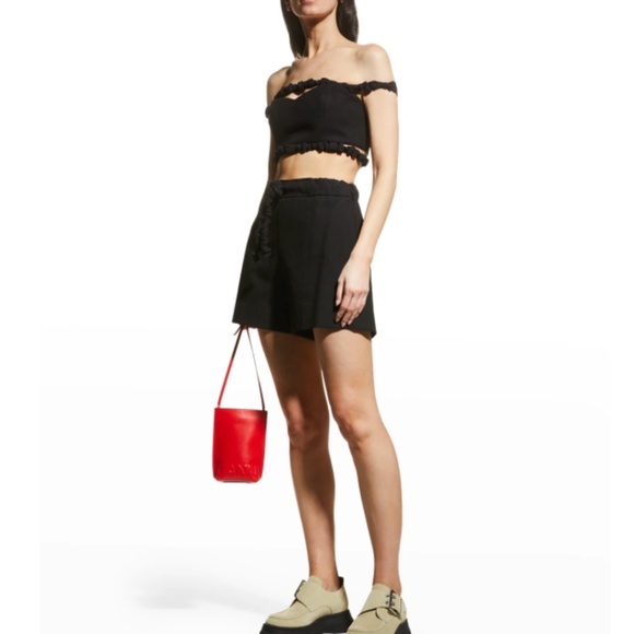 NWT $275 Ganni Cotton Suiting Strappy Crop Top in size 12! - Picture 4 of 6